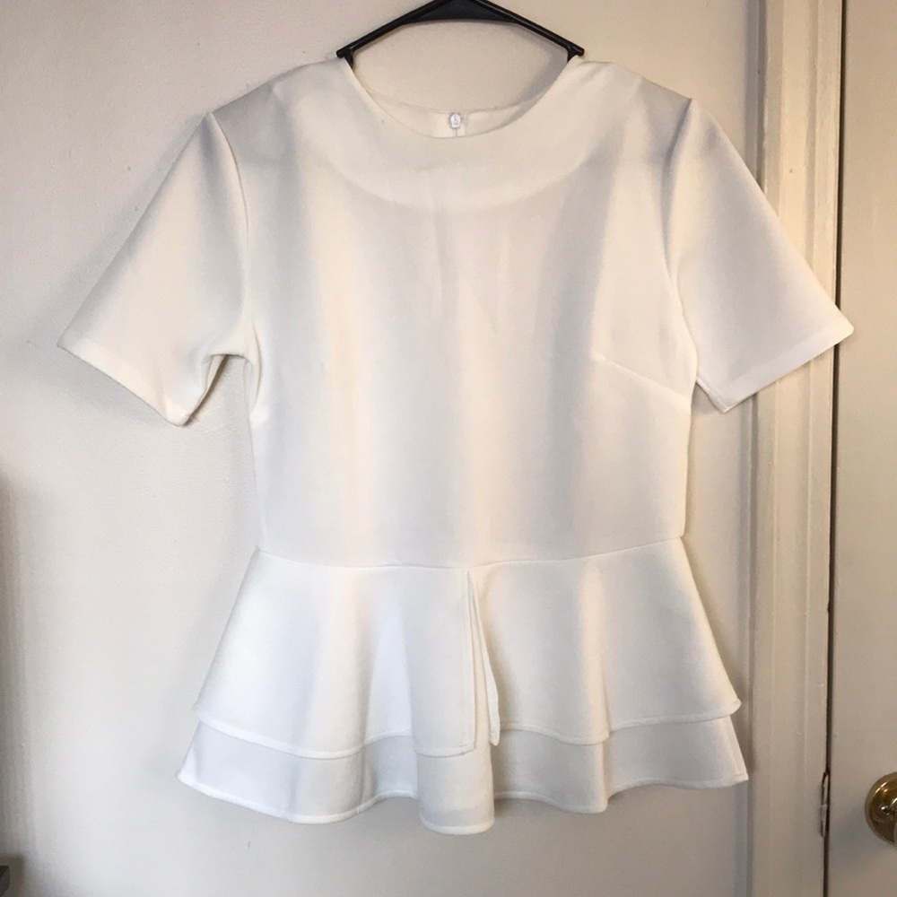 White peplum top
